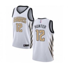 Men's Atlanta Hawks #12 De'Andre Hunter Authentic White Basketball Stitched Jersey - City Edition