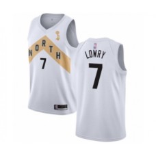 Men's Toronto Raptors #7 Kyle Lowry Swingman White 2019 Basketball Finals Champions Jersey - City Edition