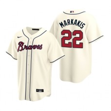 Men's Nike Atlanta Braves #22 Nick Markakis Cream Alternate Stitched Baseball Jersey