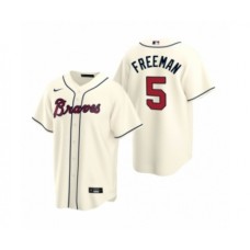 Men's Atlanta Braves #5 Freddie Freeman Nike Cream 2020 Replica Alternate Stitched Jersey