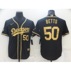 Men's Nike Los Angeles Dodgers #50 Mookie Betts Black Gold Authentic Stitched Jersey