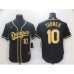 Men's Nike Los Angeles Dodgers #10 Justin Turner Black Gold Authentic Stitched Jersey