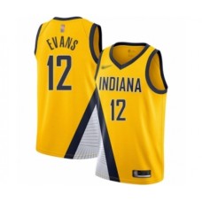 Men's Indiana Pacers #12 Tyreke Evans Authentic Gold Finished Basketball Stitched Jersey - Statement Edition