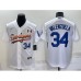 Men's Los Angeles Dodgers #34 Fernando Valenzuela Rainbow Blue White Mexico Cool Base Nike Stitched Jersey