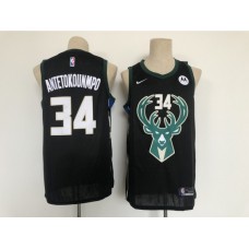 Men's Nike Milwaukee Bucks #34 Giannis Antetokounmpo Hunter Black Authentic Stitched Jersey