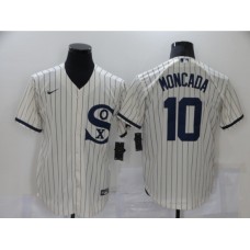 Men's Nike Chicago White Sox #10 Yoan Moncada Cream Game 2021 Field of Dreams Stitched Jersey