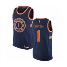 Men's New York Knicks #1 Bobby Portis Authentic Navy Blue Basketball Stitched Jersey - City Edition