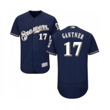 Men's Milwaukee Brewers #17 Jim Gantner Navy Blue Alternate Flex Base Authentic Collection Baseball Jersey