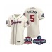 Men's Atlanta Braves #5 Freddie Freeman 2021 Cream World Series Champions With 150th Anniversary Flex Base Stitched Jersey