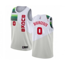 Men's Milwaukee Bucks #0 Donte DiVincenzo White Swingman Stitched Jersey - Earned Edition