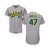 Men's Oakland Athletics #47 Frankie Montas Grey Road Flex Base Authentic Collection Baseball Player Stitched Jersey