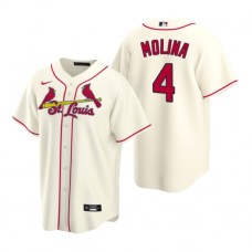 Men's Nike St. Louis Cardinals #4 Yadier Molina Cream Alternate Stitched Baseball Jersey