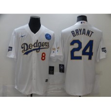 Men's Nike Los Angeles Dodgers #24 Kobe Bryant White Game Champions Authentic Stitched Jersey