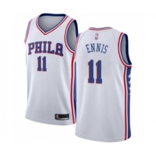 Men's Philadelphia 76ers #11 James Ennis Authentic White Basketball Stitched Jersey - Association Edition