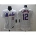 Men's Nike New York Mets #12 Francisco Lindor White Elite Stitched Jersey