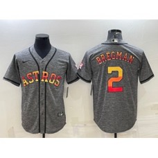 Men's Houston Astros #2 Alex Bregman Grey With Patch Cool Base Stitched Baseball Jersey