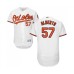 Men's Baltimore Orioles #57 Hanser Alberto White Home Flex Base Authentic Collection Baseball Jersey