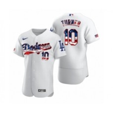 Men's Justin Turner #10 Los Angeles Dodgers White 2020 Stars & Stripes 4th of July Stitched Jersey