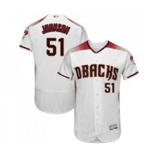 Men's Arizona Diamondbacks #51 Randy Johnson White Home Authentic Collection Flex Base Baseball Jersey