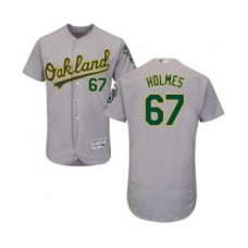 Men's Oakland Athletics #67 Grant Holmes Grey Road Flex Base Authentic Collection Baseball Player Stitched Jersey