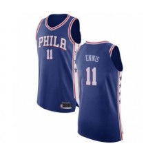 Men's Philadelphia 76ers #11 James Ennis Authentic Blue Basketball Stitched Jersey - Icon Edition