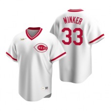 Men's Nike Cincinnati Reds #33 Jesse Winker White Cooperstown Collection Home Stitched Baseball Jersey