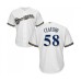 Men's Milwaukee Brewers #58 Alex Claudio Replica White Alternate Cool Base Baseball Jersey