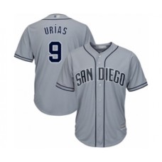 Men's San Diego Padres #9 Luis Urias Authentic Grey Road Cool Base Baseball Player Stitched Jersey