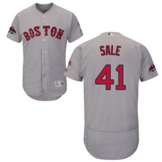 Men's Majestic Boston Red Sox #41 Chris Sale Grey Road Flex Base Authentic Collection 2018 World Series Champions MLB Jersey