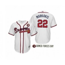 Men's 2019 Armed Forces Day Nick Markakis #22 Atlanta Braves White Stitched Jersey