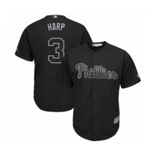 Men's Philadelphia Phillies #3 Bryce Harper Harp Authentic Black 2019 Players Weekend Baseball Jersey