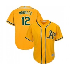 Men's Oakland Athletics #12 Kendrys Morales Replica Gold Alternate 2 Cool Base Baseball Jersey