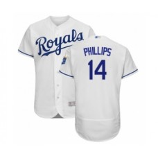 Men's Kansas City Royals #14 Brett Phillips White Home Flex Base Authentic Baseball Player Stitched Jersey