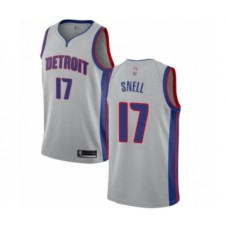 Men's Detroit Pistons #17 Tony Snell Authentic Silver Basketball Jersey Statement Edition