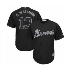 Men's Atlanta Braves #13 Ronald Acuna Jr. El de la Sabana Authentic Black 2019 Players Weekend Baseball Jersey