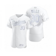 Men's Maury Wills #30 Los Angeles Dodgers White Awards Collection NL MVP Stitched Jersey