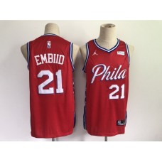 Men's Philadelphia 76ers #21 Joel Embiid Red Basketball Swingman Stitched Jersey