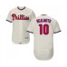 Men's Philadelphia Phillies #10 J. T. Realmuto Cream Alternate Flex Base Authentic Collection Baseball Jersey