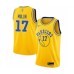 Men's Golden State Warriors #17 Chris Mullin Authentic Gold Hardwood Classics Basketball Stitched Jersey