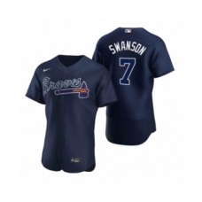 Men's Atlanta Braves #7 Dansby Swanson Nike Navy Authentic 2020 Alternate Stitched Jerseys