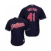 Men's Cleveland Indians #41 Carlos Santana Replica Navy Blue Alternate 1 Cool Base Baseball Jersey