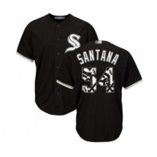 Men's Chicago White Sox #54 Ervin Santana Authentic Black Team Logo Fashion Cool Base Baseball Jersey