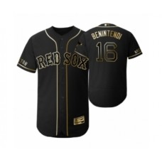 Men's 2019 Golden Edition Boston Red Sox Black #16 Andrew Benintendi Flex Base Stitched Jersey