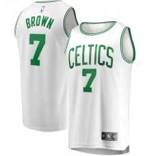 Men's Boston Celtics #7 Jaylen Brown Fanatics Branded White 2020-21 Fast Break Replica Stitched Jersey