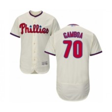 Men's Philadelphia Phillies #70 Arquimedes Gamboa Cream Alternate Flex Base Authentic Collection Baseball Player Stitched Jersey