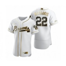 Men's Atlanta Braves #22 Nick Markakis Nike White Authentic Golden Edition Stitched Jersey