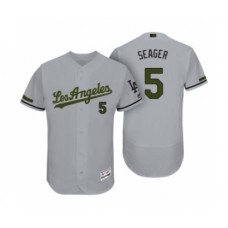 Men's Los Angeles Dodgers #5 Corey Seager Gray 2017 Memorial Day Collection Flex Base Stitched Jersey