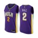 Men's New Orleans Pelicans #2 Lonzo Ball Swingman Purple Basketball Jersey - City Edition