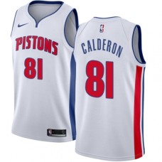 Men's Nike Detroit Pistons #81 Jose Calderon Swingman White NBA Jersey - Association Edition