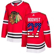 Men Adidas Chicago Blackhawks #27 Adam Boqvist Authentic Red USA Flag Fashion NHL Jersey